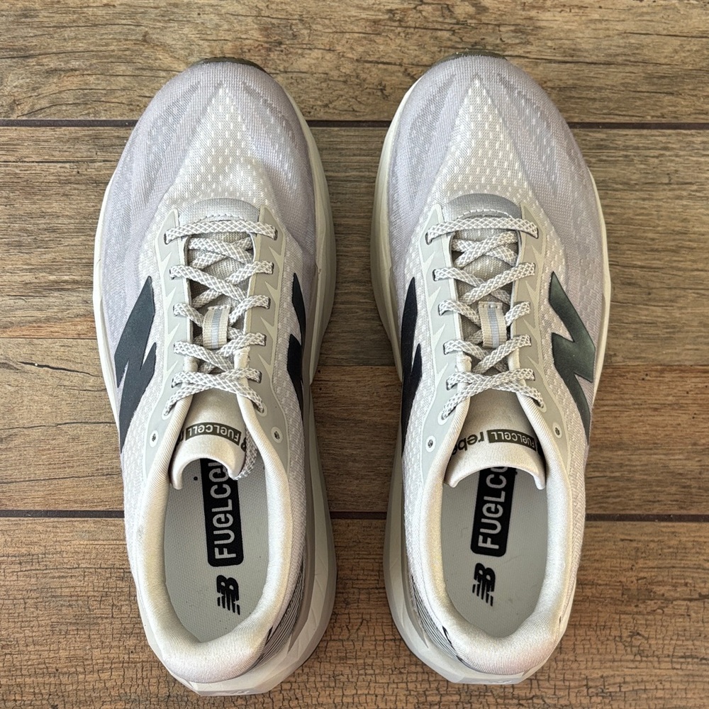 New Balance FuelCell Rebel v5 Tan and Gray Athletic Shoes